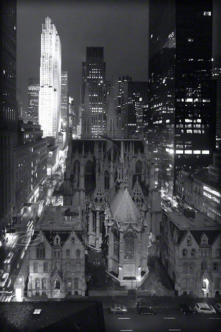 St Patricks Cathedral NYC photo night black & white 16x20" architecture print
