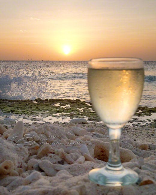 Beach Photo Ocean Wine Sunset home decor print 8x10"