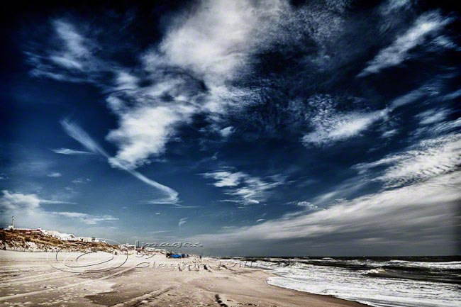 Beach Photo ocean clouds blue skies print waves 8x12"