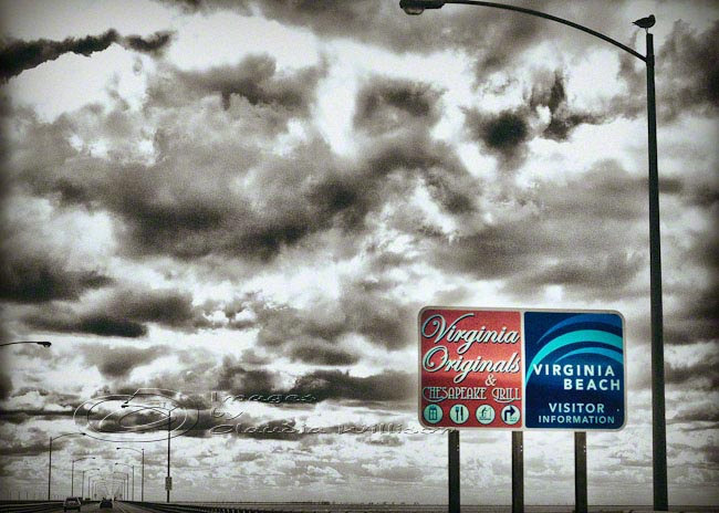 Virginia Beach photo Travel dramatic clouds vintage image 5x7" print