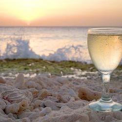 Beach Photo ocean wine home decor sunset print 8x10"