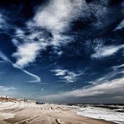 Beach Photo ocean clouds blue skies print waves 8x12"