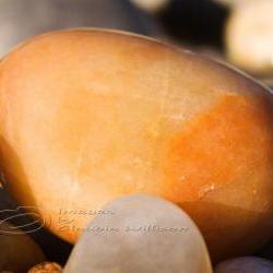 Macro photo beach stone pebbles close up orange print 5x7"