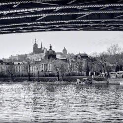 Prague photo Travel Photo black & white photo Charles bridge 8x12"